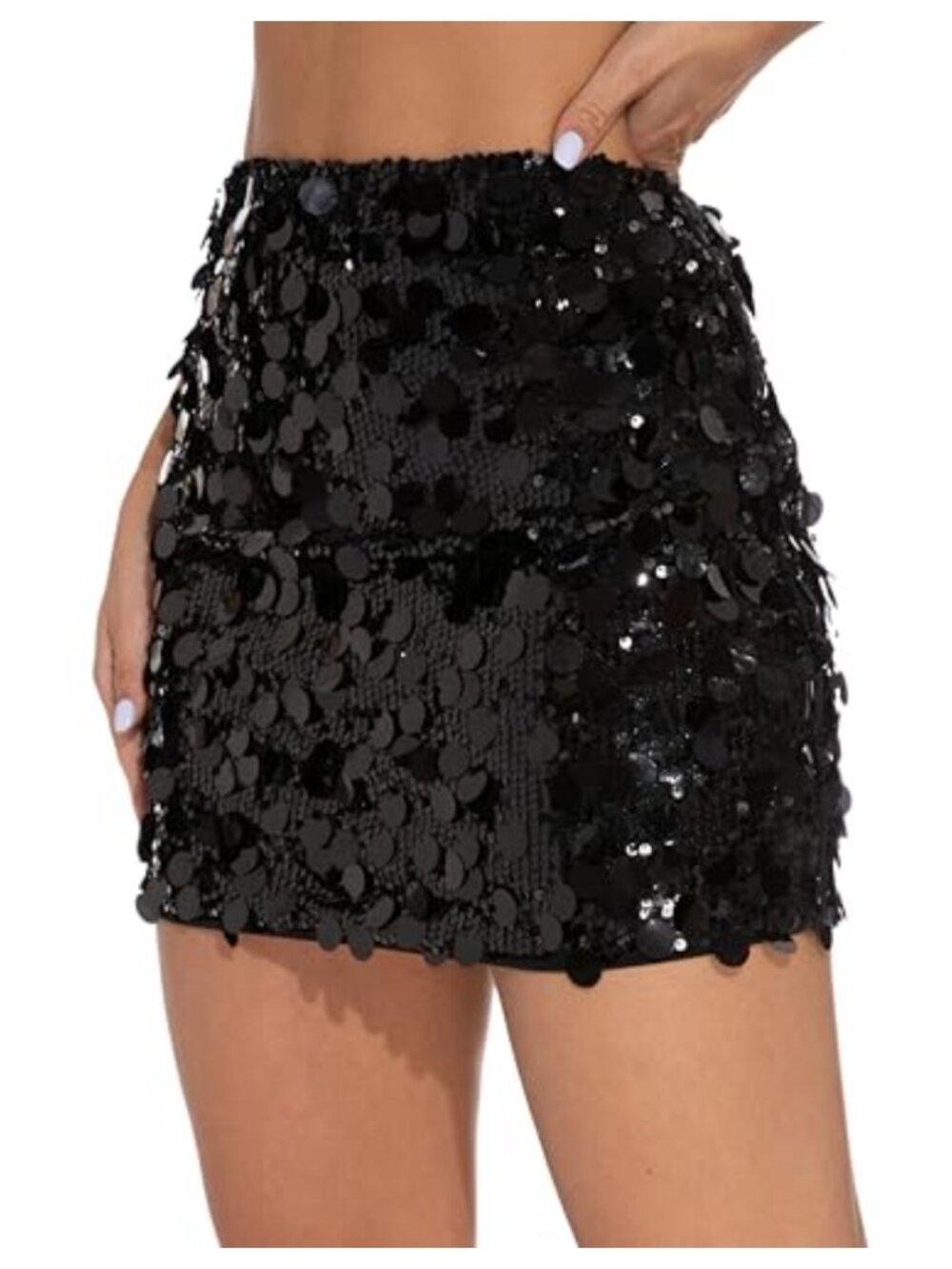 Sequin Mini Skirt High Waist Stretch Party Club Night Out Sparkly